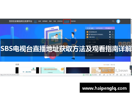 SBS电视台直播地址获取方法及观看指南详解
